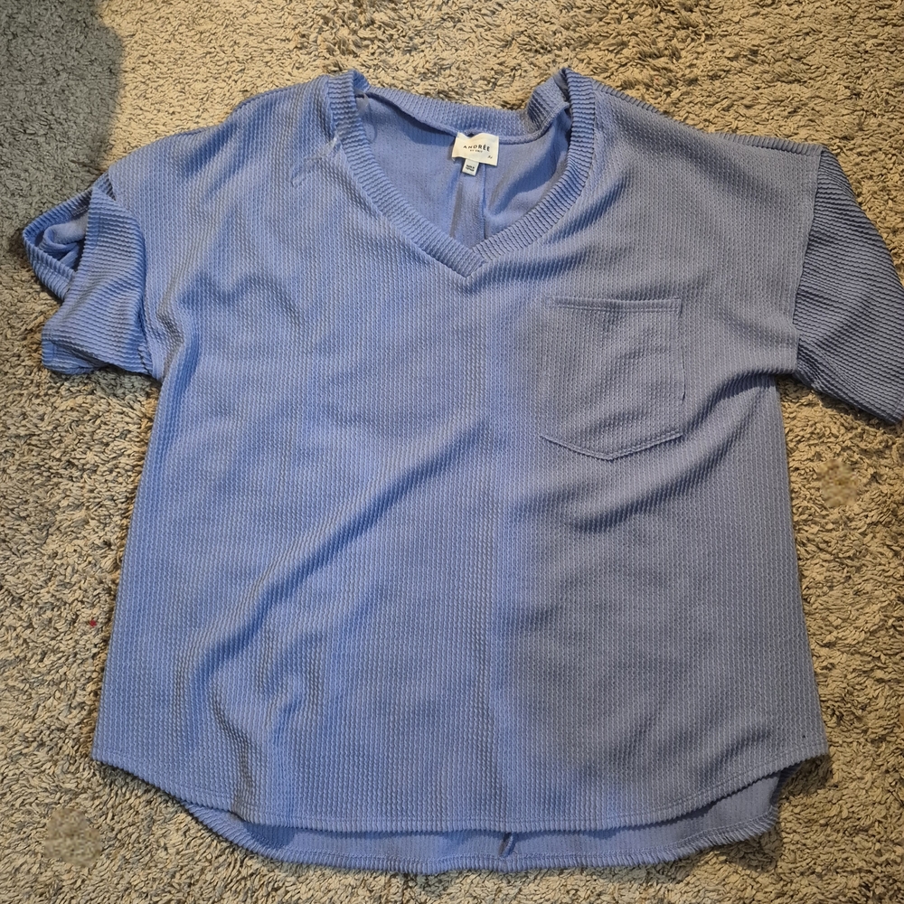 ANDREE BY UNIT Blue V-Neck Top
